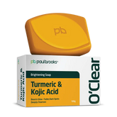 O'Clear Brightening Soap packaging with Turmeric & Kojic Acid on a white background