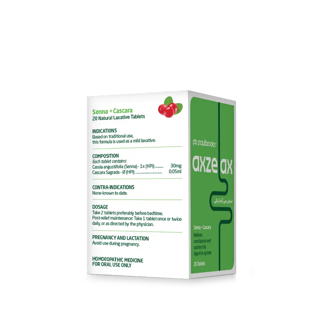 Axzelax Senna + Cascara relieves constipation and soothes the digestive system in Pakistan.