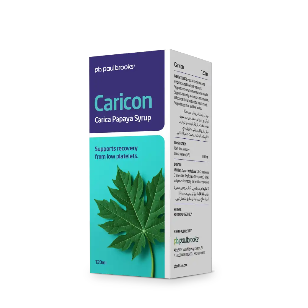 Caricon Carica Papaya Syrup to support recovery from low platelets in pakistan