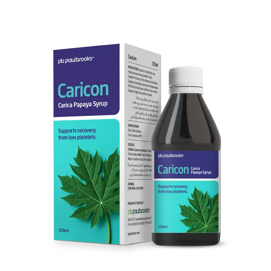 Caricon Carica Papaya Syrup to support recovery from low platelets price in pakistan