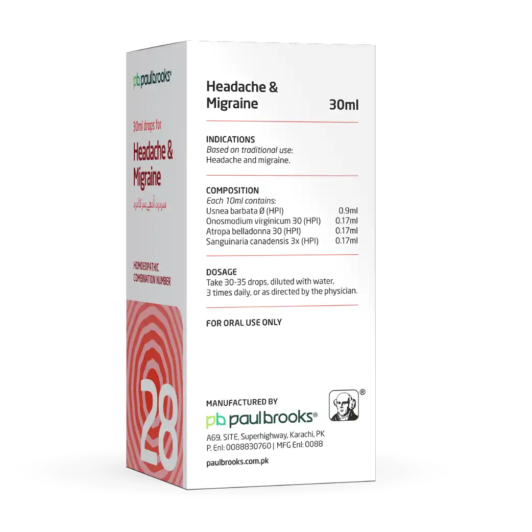 Combination Number 28 Drops for Headache and Migraine Price In Pakistan