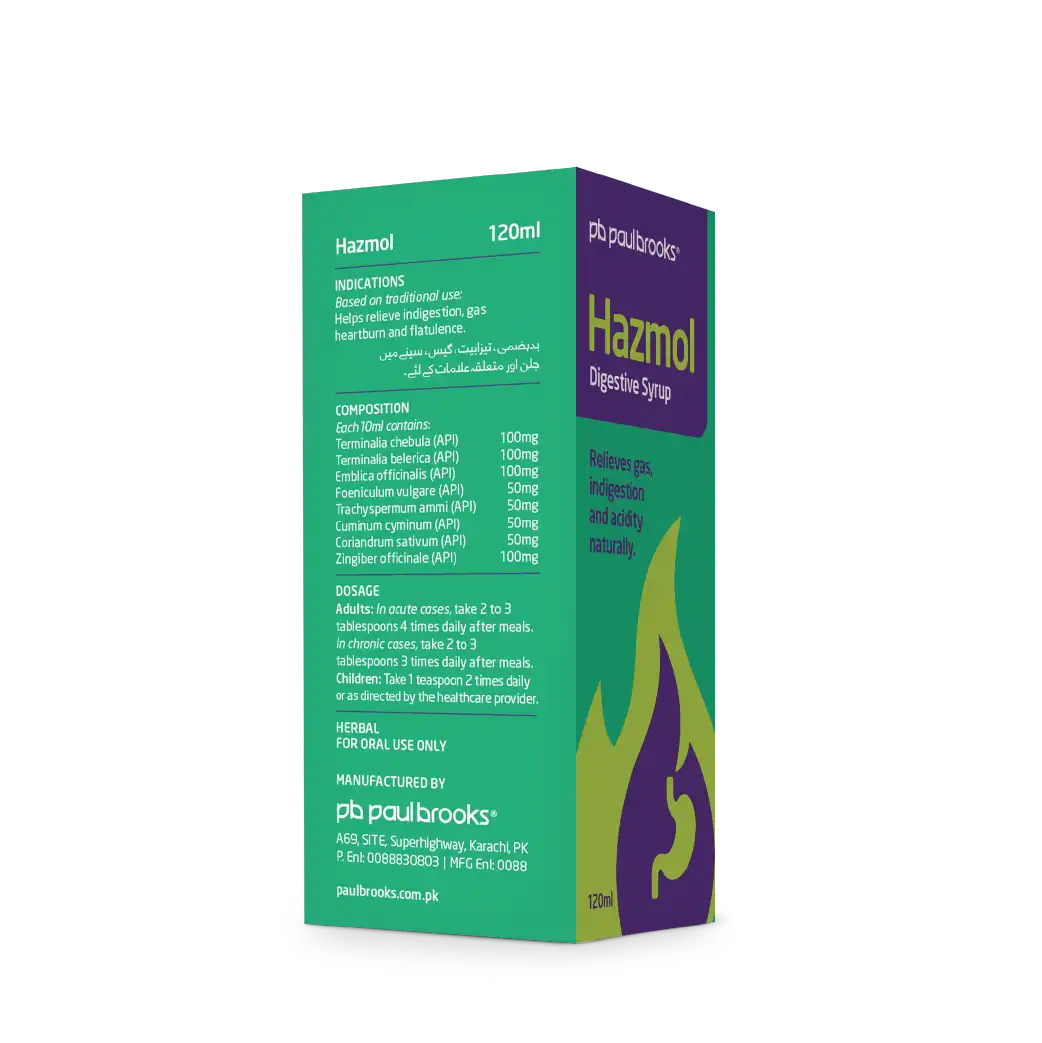 Hazmol Digestive Syrup Relieves gas, indigestion and acidity naturally price in pakistan.
