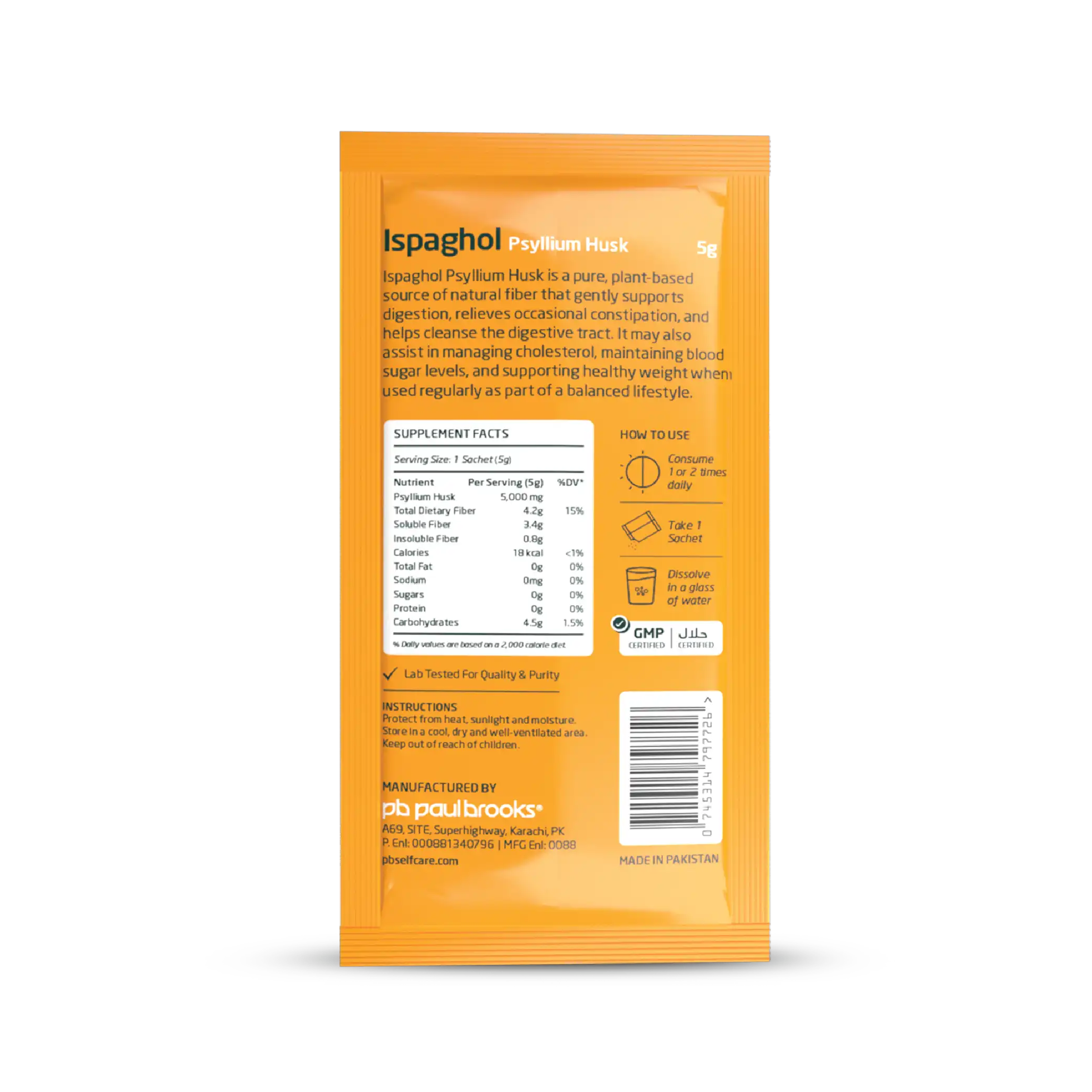 Ispaghol Psyllium Husk Orange Favour sachet price in pakistan