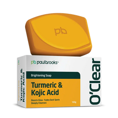 O'Clear Brightening Soap packaging with Turmeric & Kojic Acid on a white background