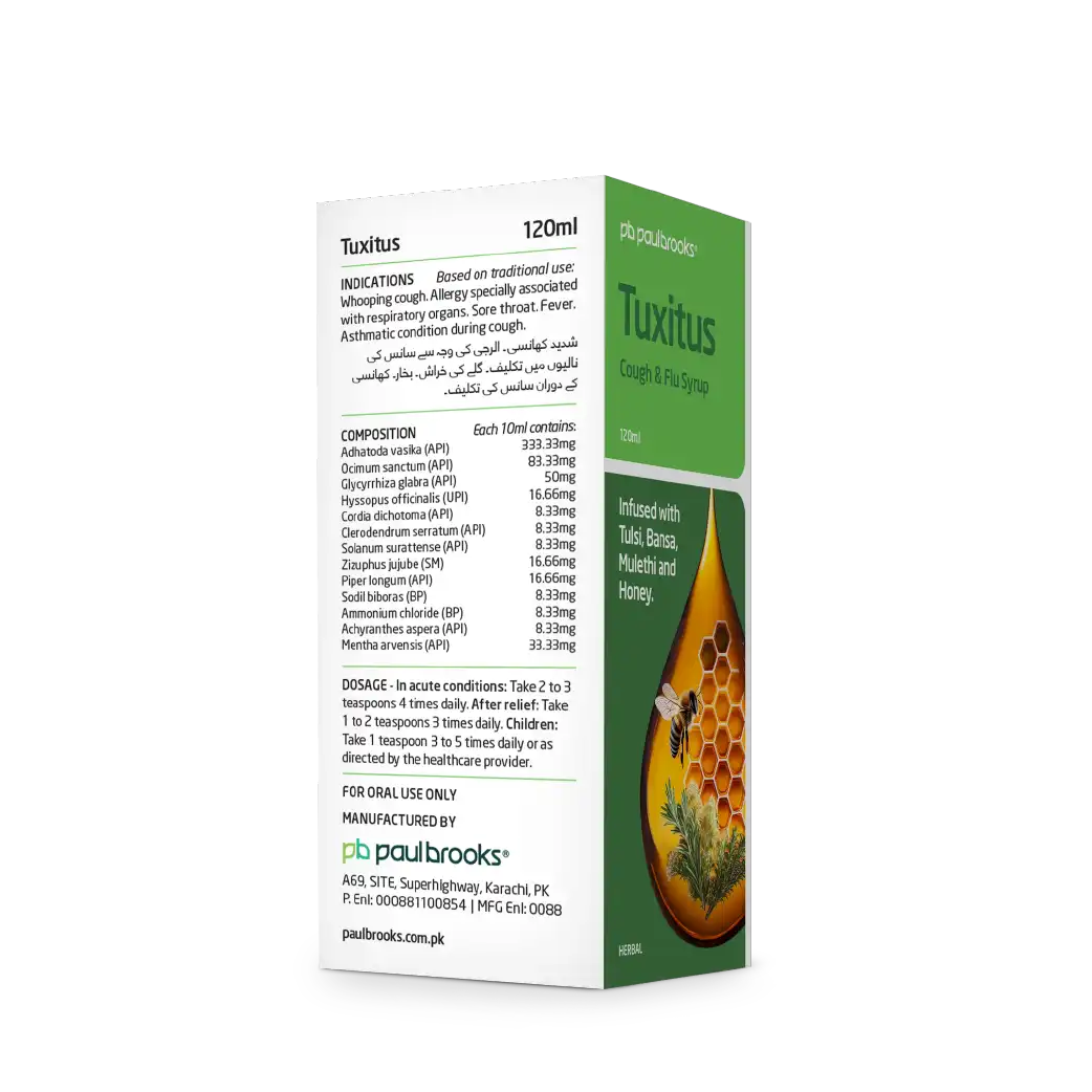 Tuxitus Cough & Flu Syrup - Infused With Tulsi, Bansa, Mulethi And ...