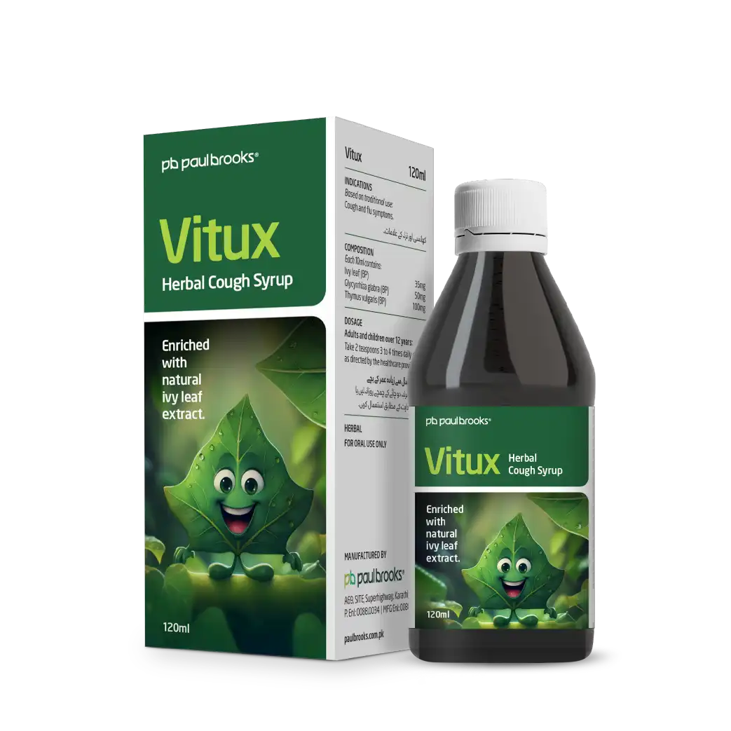 Vitux Herbal Cough Syrup enriched with natural ivy leaf extract
